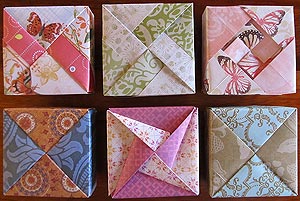 [Modular Square Origami Boxes Made From Scrapbook Paper]