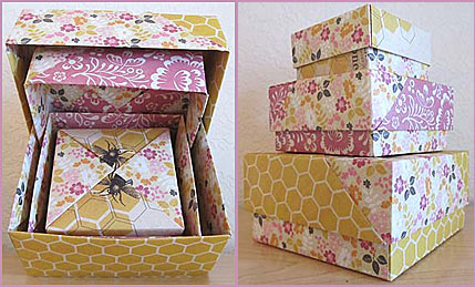 Nested/Stacked Set - Mod Boxes Made With Different Sizes of Square Sheets